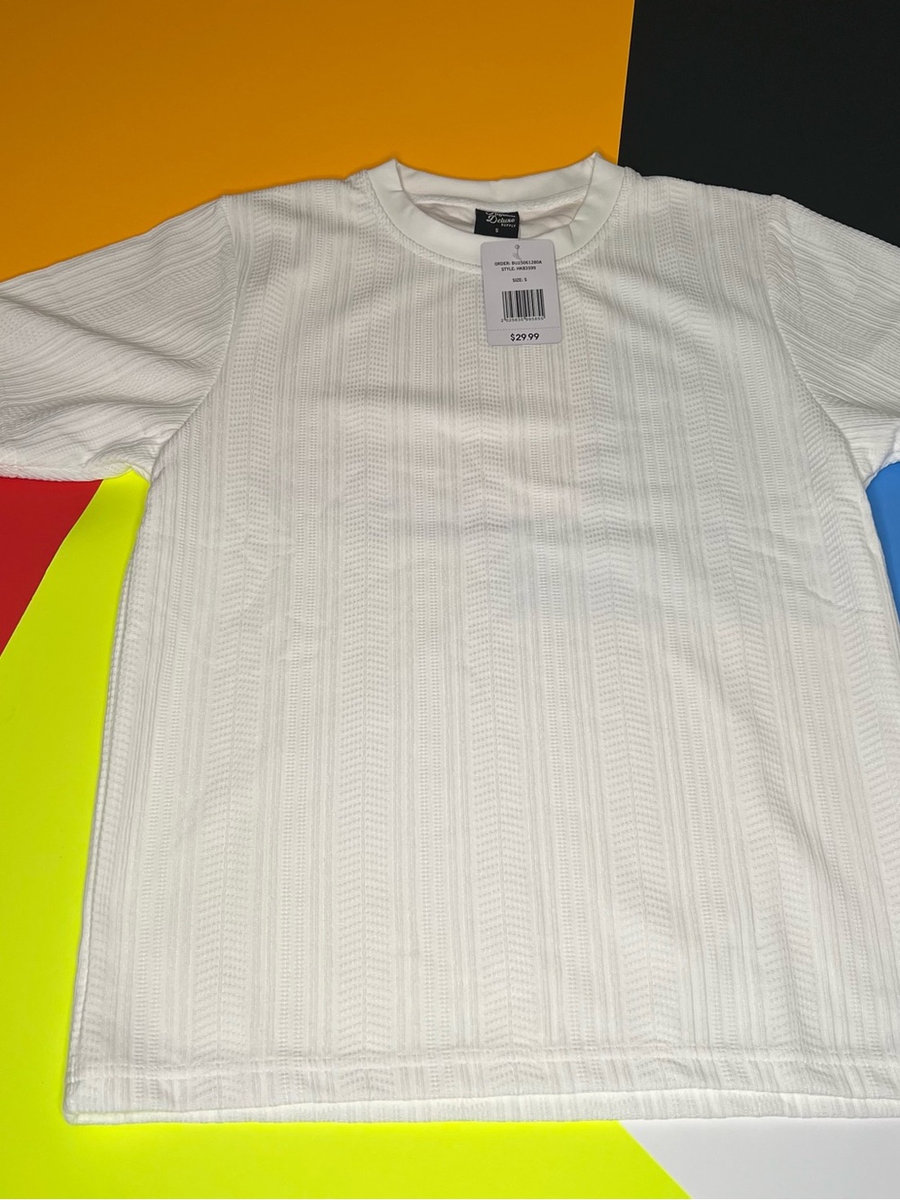 Original Deluxe Men’s White Crewneck Textured Sweater
